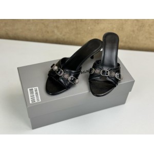 BALENCIAGA 694350 CAGOLE STUDDEDLEATHER MULES