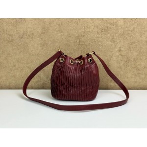 CHANEL MINI PLEATED LEATHER CC DRAWSTRING BUCKET BAG