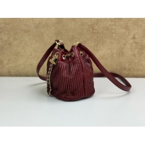 CHANEL MINI PLEATED LEATHER CC DRAWSTRING BUCKET BAG