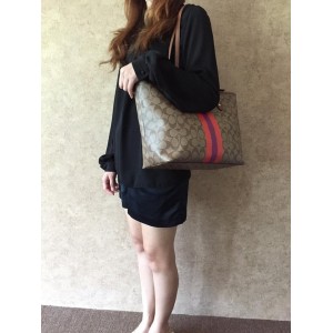 COACH 38405 VARSITY STRIPE CITY ZIP TOTE IN SIGNATURE [NEW] 