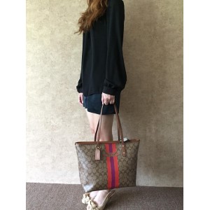 COACH 38405 VARSITY STRIPE CITY ZIP TOTE IN SIGNATURE [NEW] 