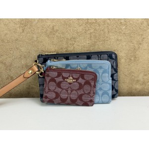COACH CH199 CORNER ZIP TRIO IN SIGNATURE CHAMBRAY [NEW]