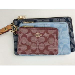 COACH CH199 CORNER ZIP TRIO IN SIGNATURE CHAMBRAY [NEW]