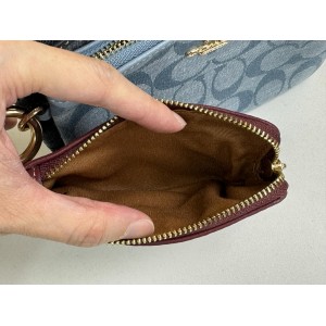 COACH CH199 CORNER ZIP TRIO IN SIGNATURE CHAMBRAY [NEW]