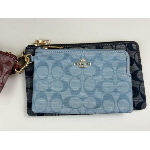 COACH CH199 CORNER ZIP TRIO IN SIGNATURE CHAMBRAY [NEW]