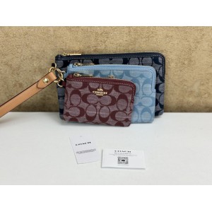 COACH CH199 CORNER ZIP TRIO IN SIGNATURE CHAMBRAY [NEW]