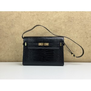 YSL 579271 MANHATTAN IN CROCODILE-EMBOSSED SHINY LEATHER