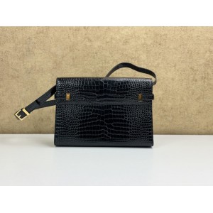 YSL 579271 MANHATTAN IN CROCODILE-EMBOSSED SHINY LEATHER