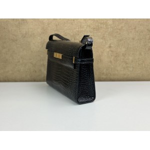 YSL 579271 MANHATTAN IN CROCODILE-EMBOSSED SHINY LEATHER