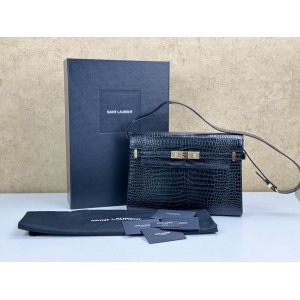 YSL 579271 MANHATTAN IN CROCODILE-EMBOSSED SHINY LEATHER